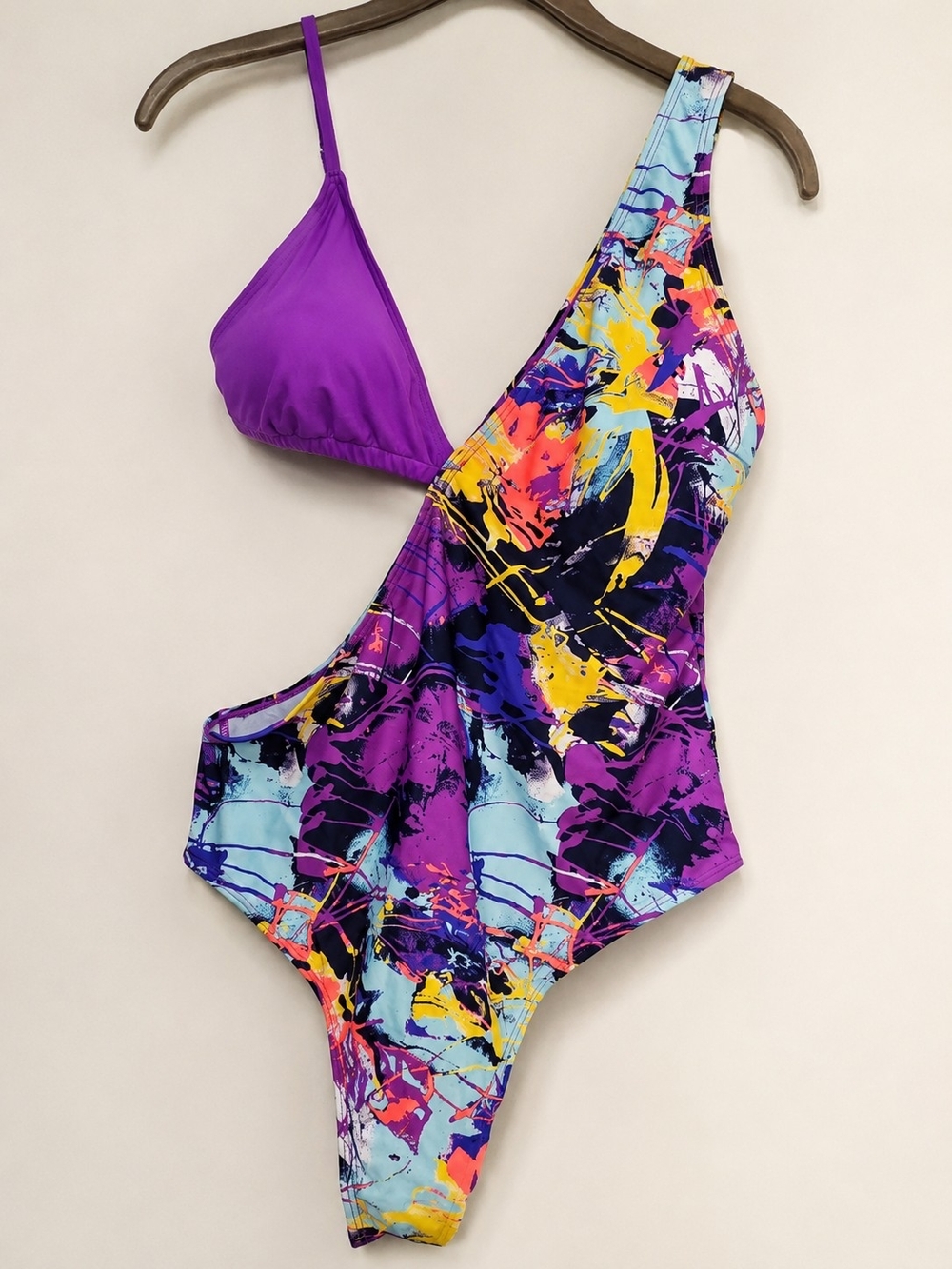 Colorful Abstract One-Piece Swimsuit – Size XL